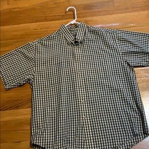 Nice Men’s Yellow and Navy blue plaid shirt.